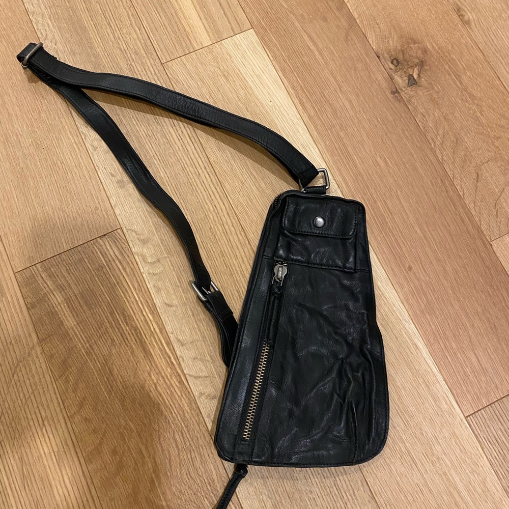 Free People black leather sling bag-NWOT